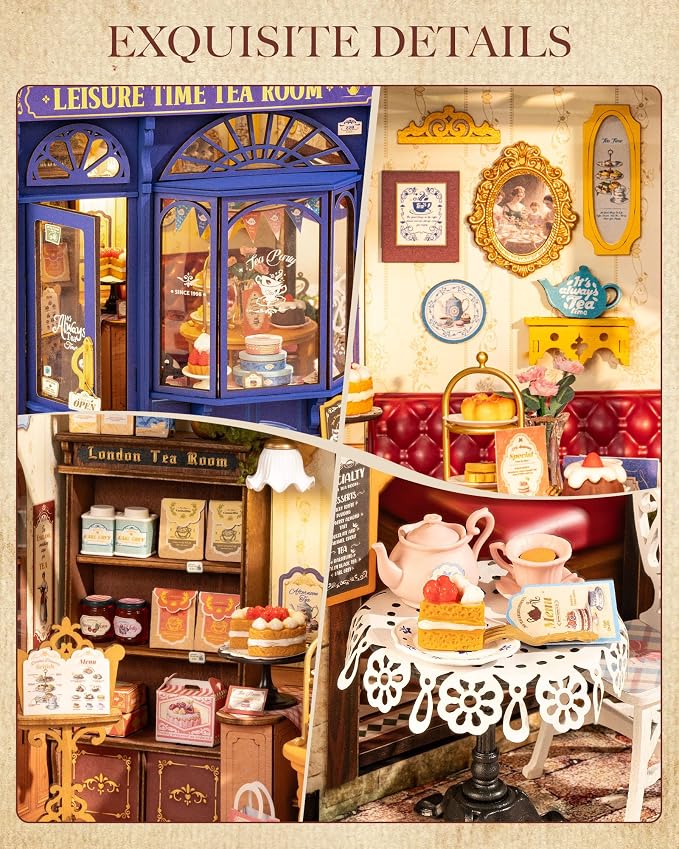 Rolife DIY Miniature House Kit Leisure Tea Time, 3D Book Nook Openable - Image 7