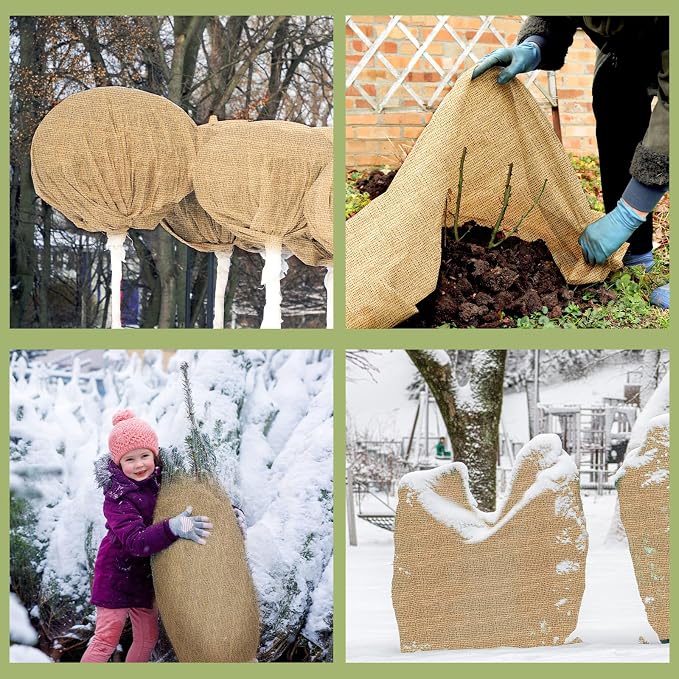 Buryeah 60 Inch x 100 ft Burlap Fabrics Roll Natural Jute Burlap Tree Wraps - Image 3