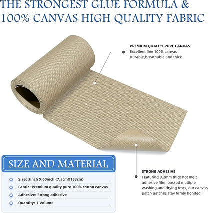 KING MOUNTAIN Canvas Iron on Patch, Waterproof 100% Cotton Fabric Repair Patch - Image 2