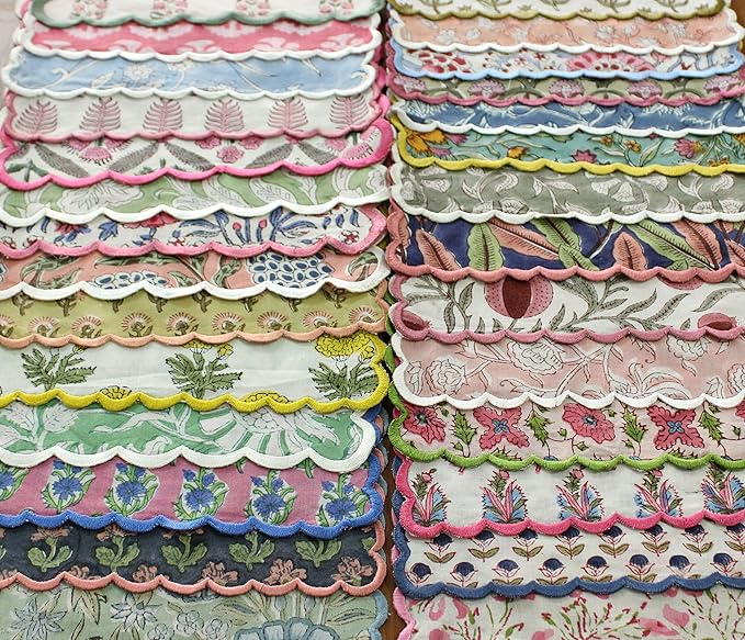 Ridhi Mix Random Hand Block Print Napkins 9" x 9" Set of 6 Reusable Cotton by Ridhi