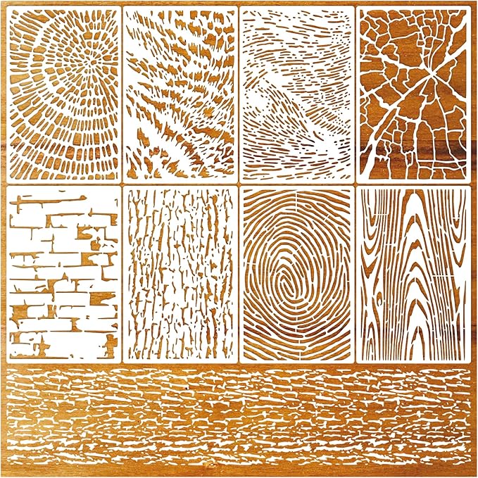 8 Pieces Abstract Geometry Texture Brick Stencils by Boqon
