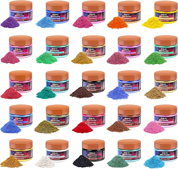 MTBJZJ Mica Powder for Resin, 25 Colors - 20g/Bottle of Epoxy Resin Color by MTBJZJ