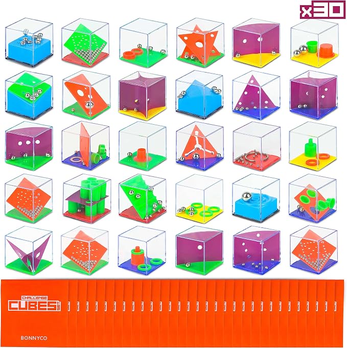 BONNYCO Brain Teaser Puzzles Cubes Kids Party Favors Pack 30 Pinata Goodie Bags by BONNYCO