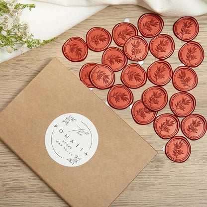 PONATIA 50PCS Terracotta Orange Wax Seal Stickers - Image 7
