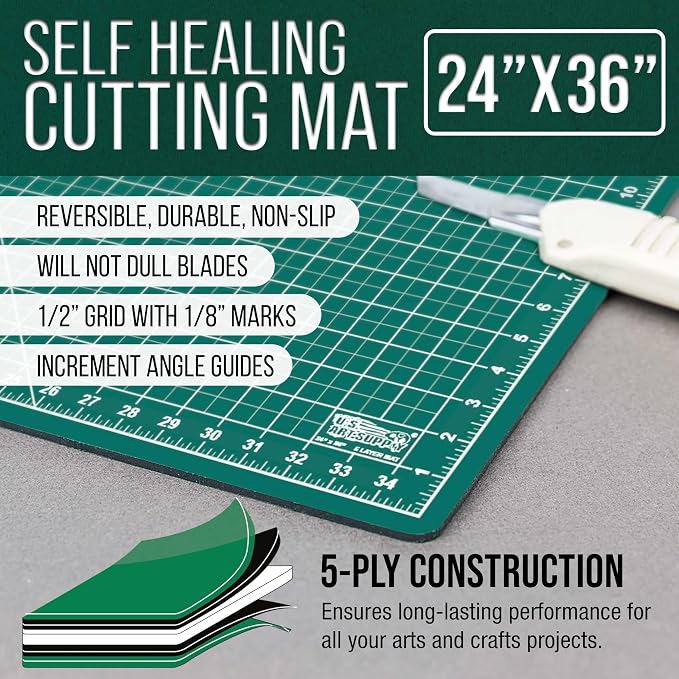 U.S. Art Supply 24" x 36" Self-Healing Cutting Mat 5-Ply - Image 2