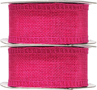 Mandala Crafts Hot Pink Burlap Ribbon 1.5 Inches Wide Jute Ribbons - Image 2