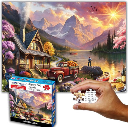 Think2Master Lakeside Mountain Retreat 500 Pieces Large Format Jigsaw Puzzle: - Image 7