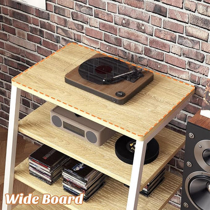 AV Media Stand with Outlets, Media Console with LED Lights, Stereo Racks and - Image 5