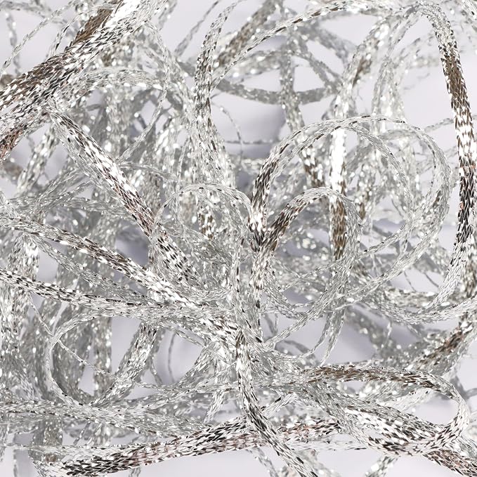 Silver Thin Ribbon 1/8 inchMetallic Braided Double Faced Ribbons Curling Ribbons - Image 8