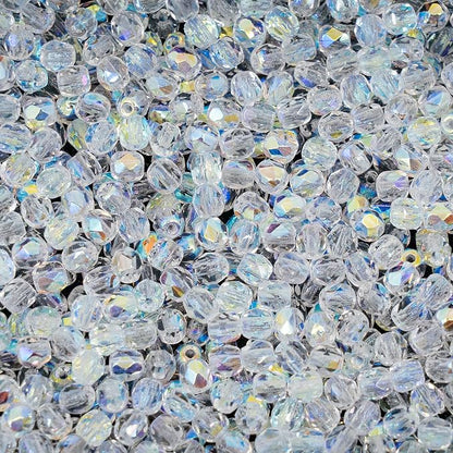 100pcs Faceted Fire Polished Pressed Czech Glass Beads 3mm, Crystal AB - Image 6