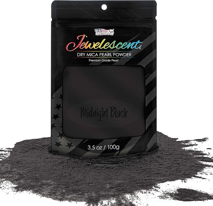 U.S. Art Supply Jewelescent Mica Pearl Pigment Powder, Midnight Black 3.5 oz by USArtSupply
