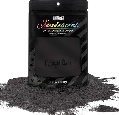 U.S. Art Supply Jewelescent Mica Pearl Pigment Powder, Midnight Black 3.5 oz by USArtSupply