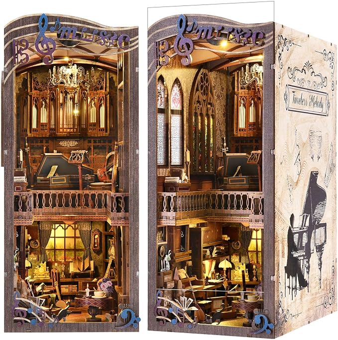 Book Nook Kit Music, DIY Miniature House Kit Book Nook, 3D Wooden Puzzle by fifijoy