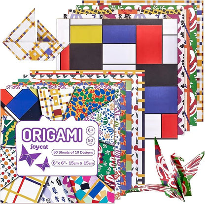 Origami Paper 6x6 Inches, 50 Sheets, Vintage Masterpiece & Impressionist Art by JOYCAT