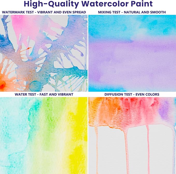 Watercolor Paint Set, 50 Colors, 4 Brushes, 3 Swatch Cards, Acrylic Marker Pen - Image 6