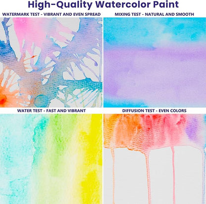 Watercolor Paint Set, 50 Colors, 4 Brushes, 3 Swatch Cards, Acrylic Marker Pen - Image 6