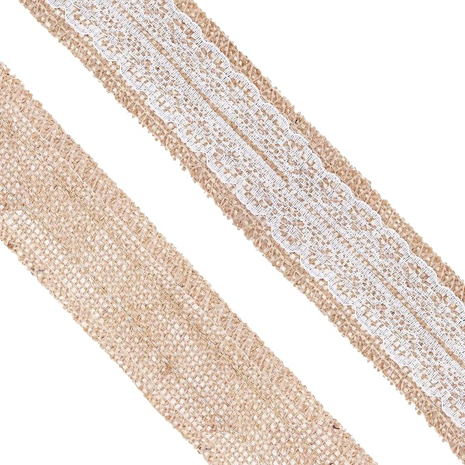 Mandala Crafts Burlap and Lace Ribbon 1 Inch Wide Jute Ribbons - Image 2