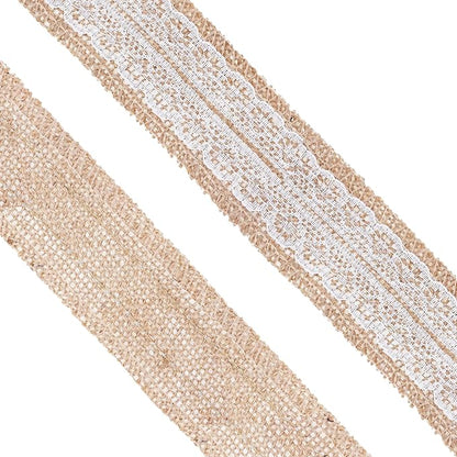 Mandala Crafts Burlap and Lace Ribbon 1 Inch Wide Jute Ribbons - Image 2