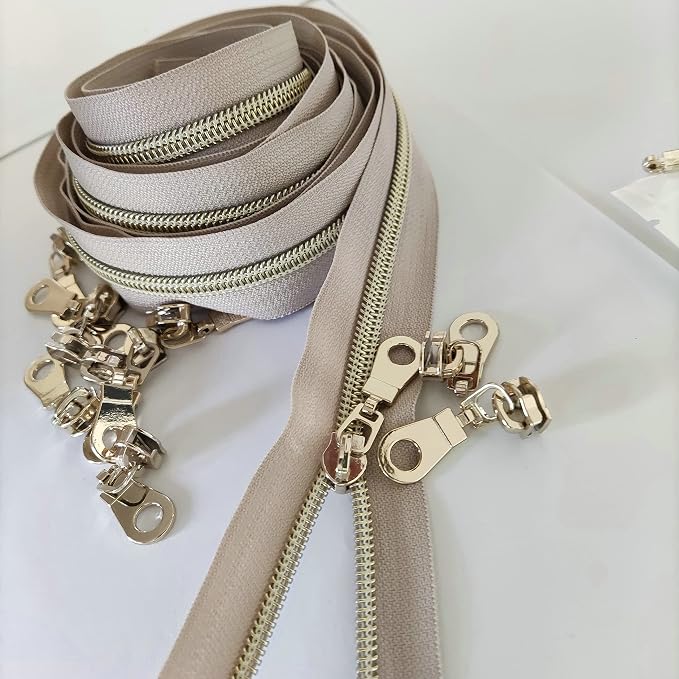 Leekayer #5 Light Gold Teeth Metallic Nylon Coil Zippers by The Yard Bulk 10 - Image 2