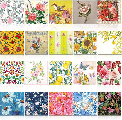 Crtiin 20 Pack Assorted Floral Napkins by Crtiin