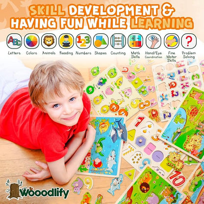 7 Pack Wooden Puzzles for Toddlers 2 3 4 5 Years Old - Image 3