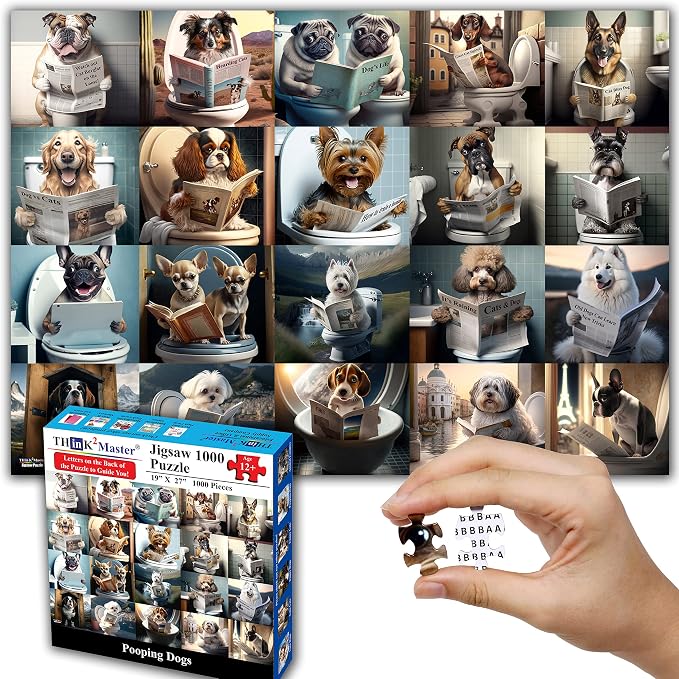 Think2Master Pooping Dogs & Puppies 1000 Pieces Jigsaw Puzzle. Pooping Puppies - Image 7