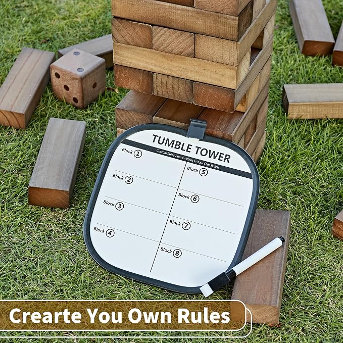ApudArmis 54 PCS Tumble Timber Set Up to 3.2FT, Pine Wooden Tumble Tower Game - Image 4