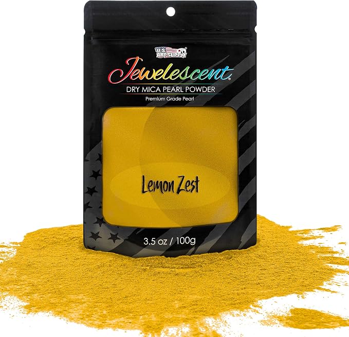 U.S. Art Supply Jewelescent Mica Pearl Pigment Powder, Lemon Zest 3.5 oz Pouch by USArtSupply