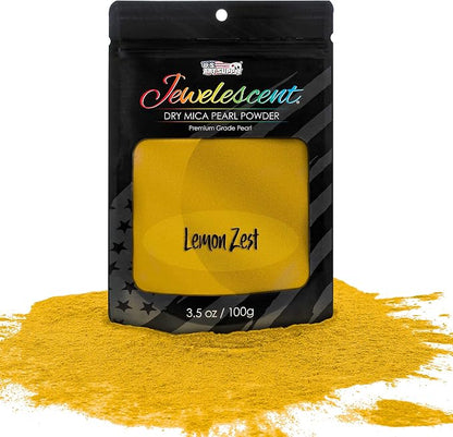 U.S. Art Supply Jewelescent Mica Pearl Pigment Powder, Lemon Zest 3.5 oz Pouch by USArtSupply