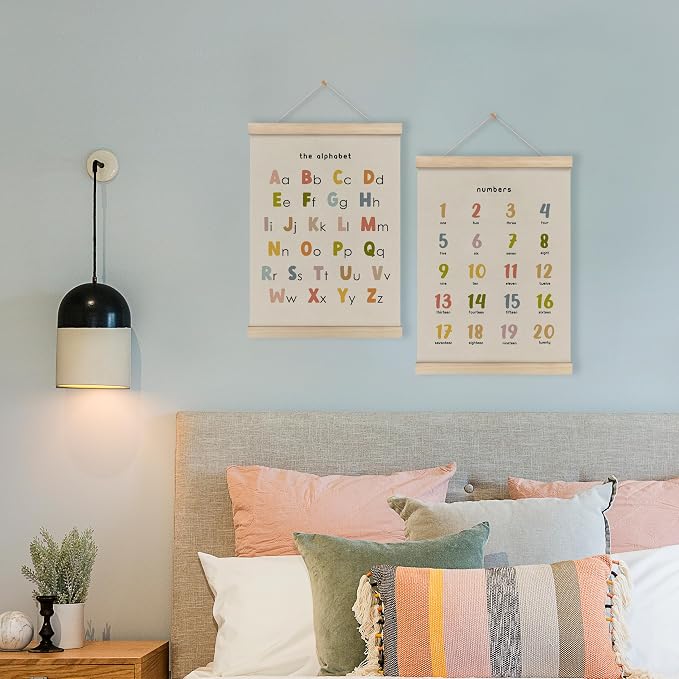 HRQKO Alphabet Numbers Poster Hanger Frame Set of 2, Nursery Wall Decor - Image 6