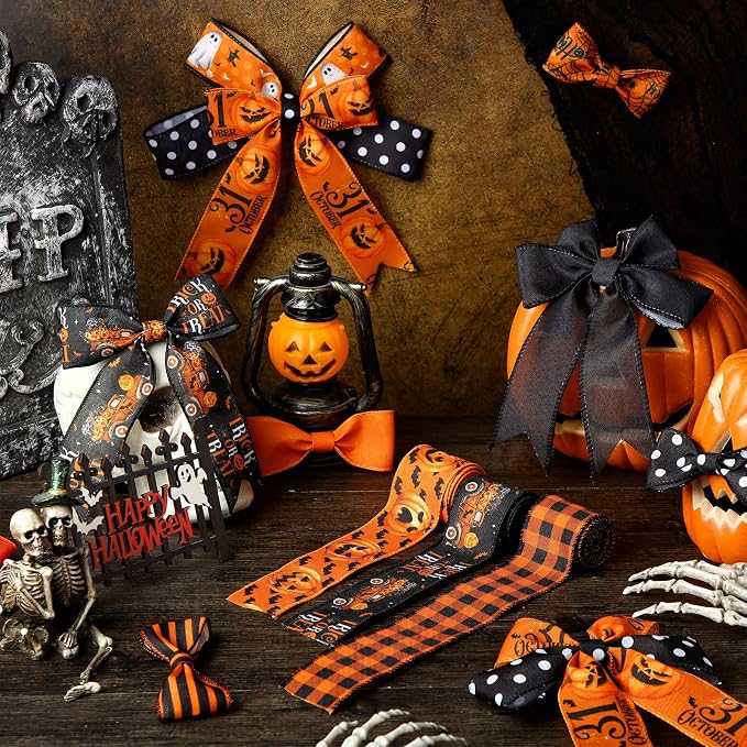 12 Rolls Halloween Wired Edge Ribbon - Image 3