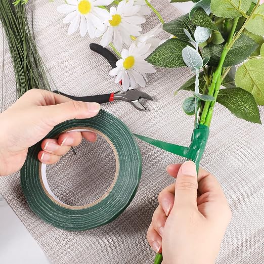 Prudiut 2 Roll Green Floral Tape Waterproof Florist Tape, 1/4In Wide Flower - Image 5