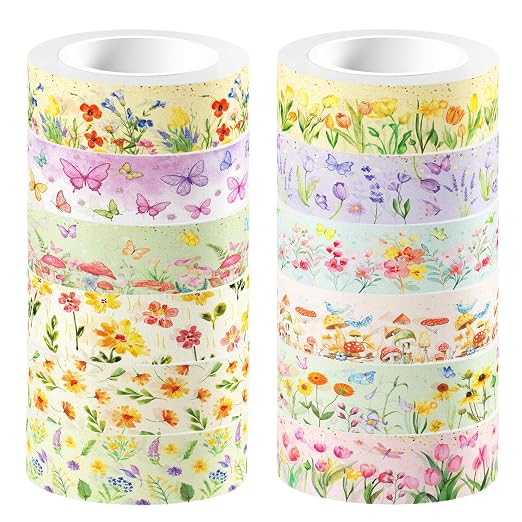 12 Pcs Flowers Washi Tapes Set Flowers Blooms Garden Vintage Flowers Masking - Image 8