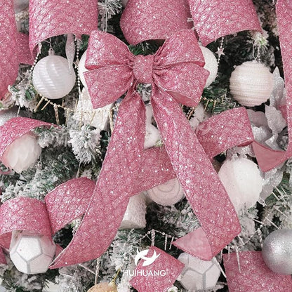 HUIHUANG Pink Glitter Wired Ribbon - Image 5