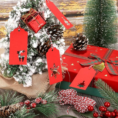 Aneco 150 Pieces Christmas Paper Gift Tags Red Kraft Tags Hang Labels Christmas - Image 4