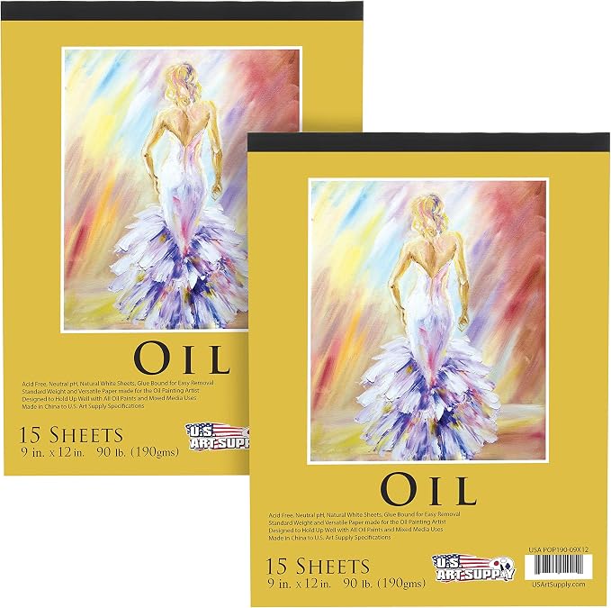 U.S. Art Supply 9" x 12" Premium Heavy-Weight Oil Painting Pad - 90lb - Oil by USArtSupply