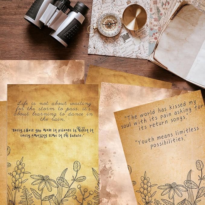 100GSM 48Sheets Vintage Antique Printing Paper, A4 8" x 11" Double-sided Old - Image 6
