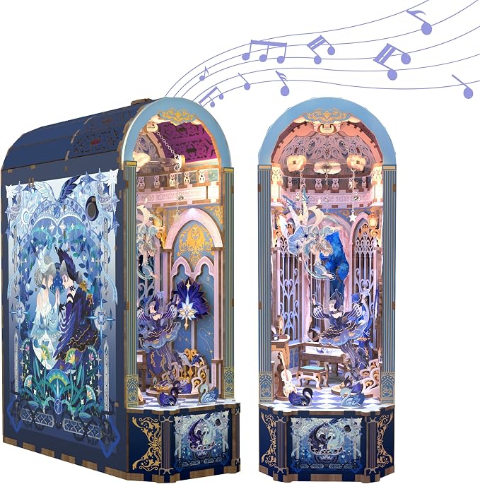 Tonecheer DIY Book Nook Kit for Adults, 3D Wooden Puzzle Music Box Bookend by Tonecheer
