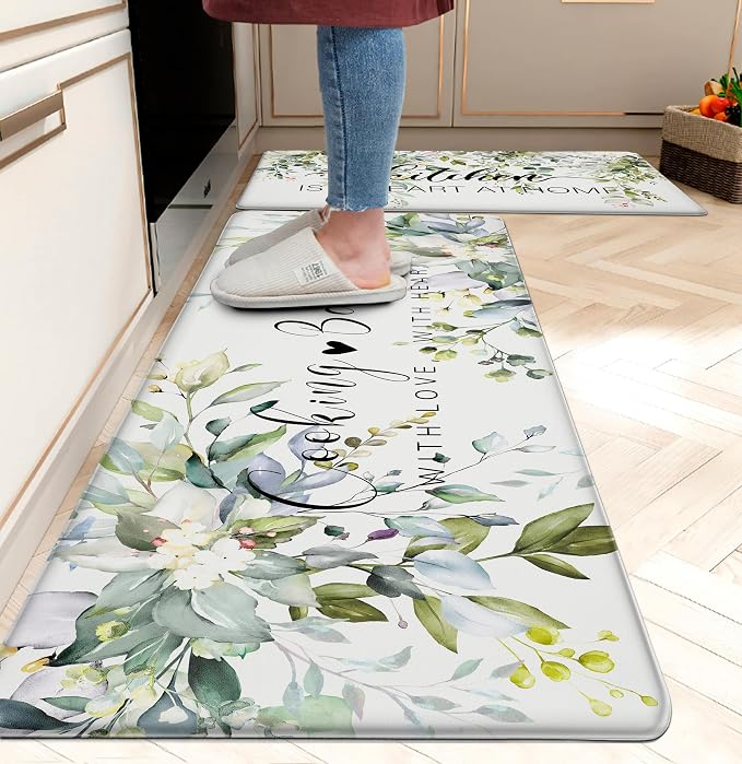 weesire Green Kitchen Rug Anti Fatigue Mats by weesire