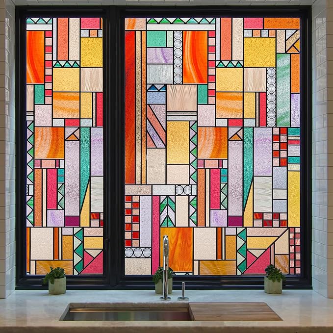 3D Stained Glass Window Privacy Film, Heat Control UV Blocking Static Cling - Image 8
