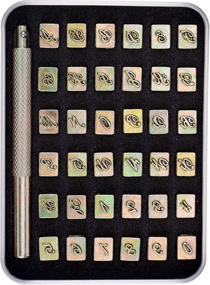 Yoption 37 Pieces Leathercarft Stamping Tool Set, 6mm Alphabet Letters and - Image 2