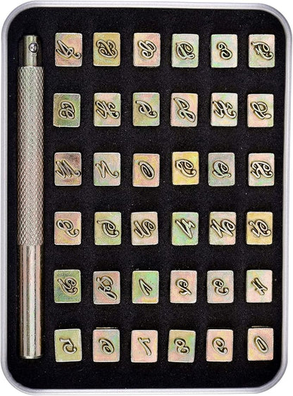 Yoption 37 Pieces Leathercarft Stamping Tool Set, 6mm Alphabet Letters and - Image 2