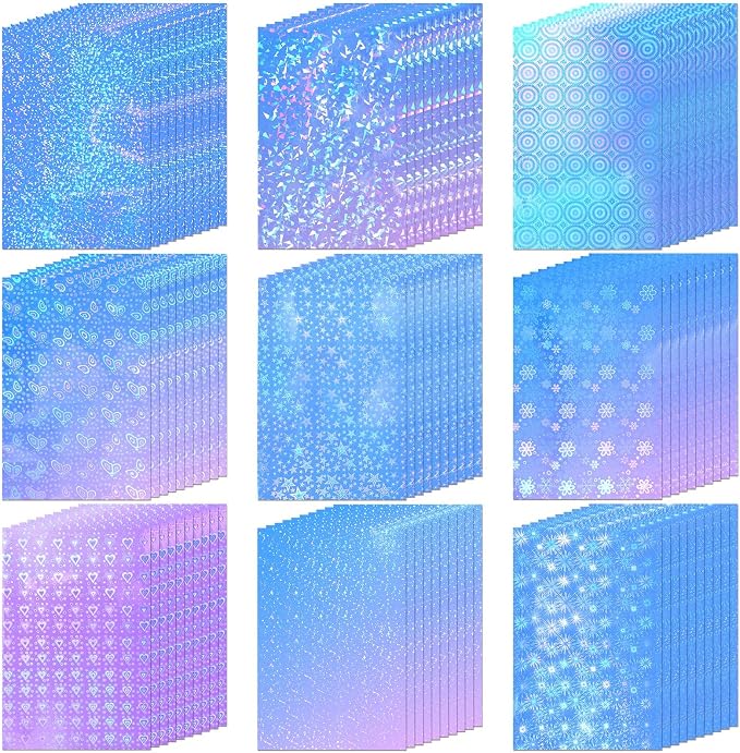 Teling 90 Sheets Holographic Sticker Paper Transparent A4 Vinyl Holographic by Teling