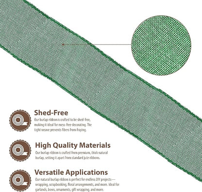 Mandala Crafts Green Burlap Ribbon 2.5 Inches Wide Jute Ribbons - Image 3