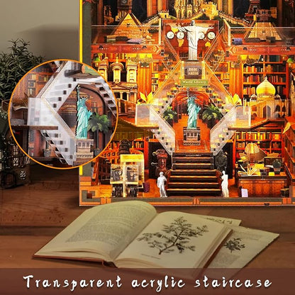 Book Nook Kit - DIY Miniature World Library Booknook - 3D Wooden Puzzle - - Image 4