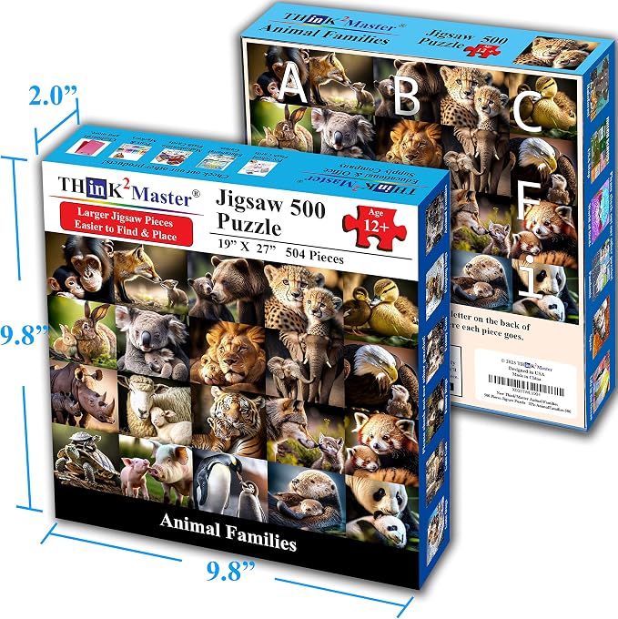 Think2Master Animal Families 500 Pieces Jigsaw Puzzle Featuring heartwarming - Image 5
