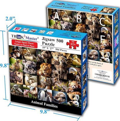 Think2Master Animal Families 500 Pieces Jigsaw Puzzle Featuring heartwarming - Image 5