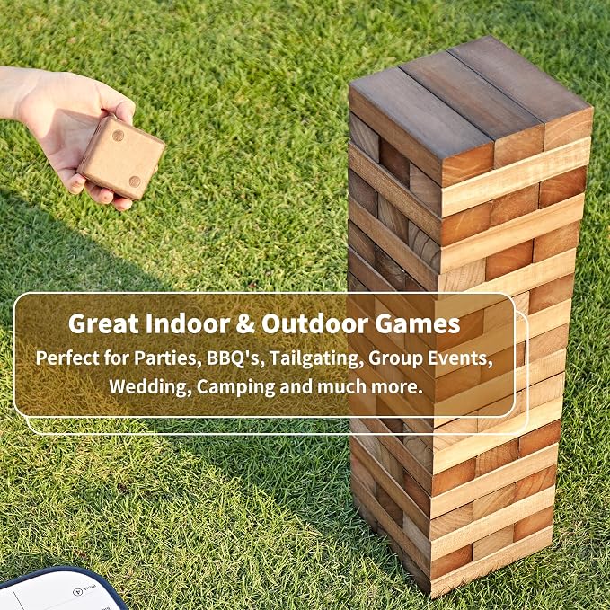 ApudArmis 54 PCS Tumble Timber Set Up to 3.2FT, Pine Wooden Tumble Tower Game - Image 6