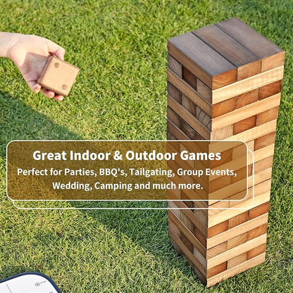 ApudArmis 54 PCS Tumble Timber Set Up to 3.2FT, Pine Wooden Tumble Tower Game - Image 6