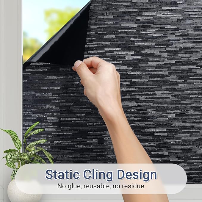Haton Blackout Window Film, Sun Light Blocking Frosted Privacy - Image 6